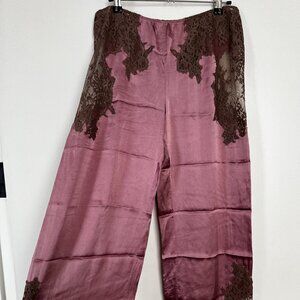 Marjolaine Hyancinth silk and lace pajama pants